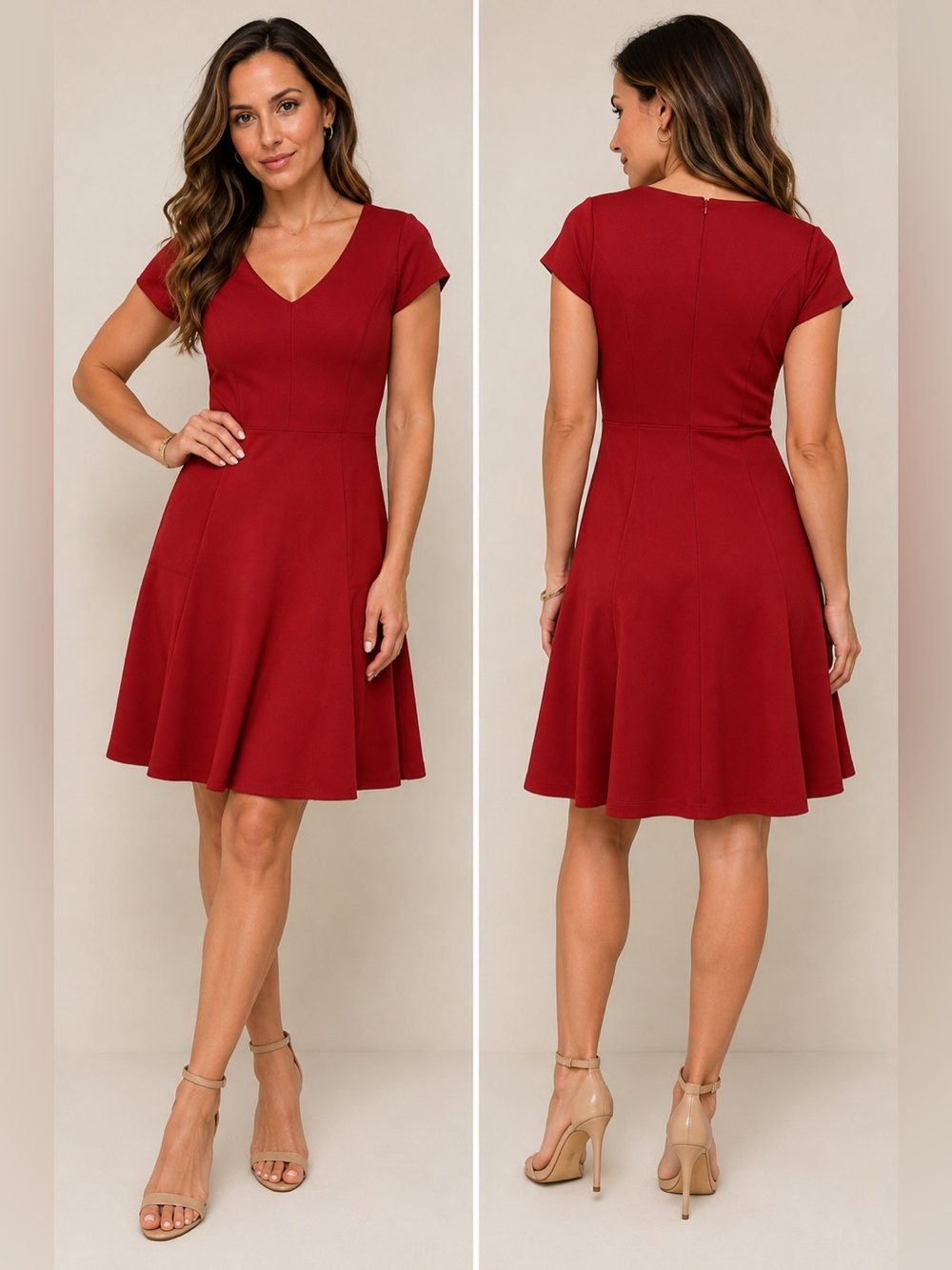 Cato Red V-Neck Fit & Flare Mini Dress NWOT